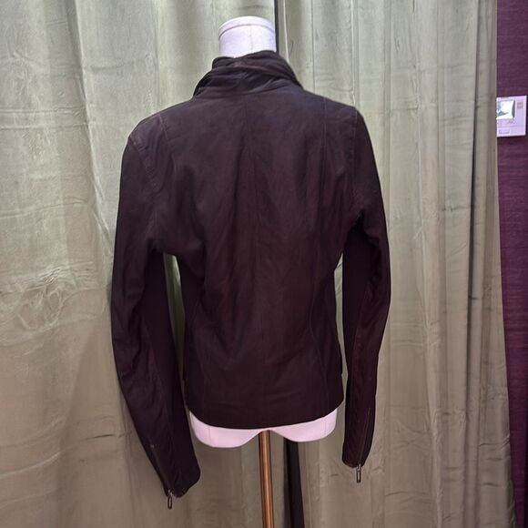Vince brown Leather/suede Jacket with Zip Front and Tailored Silhouette, S - Picture 6 of 9
